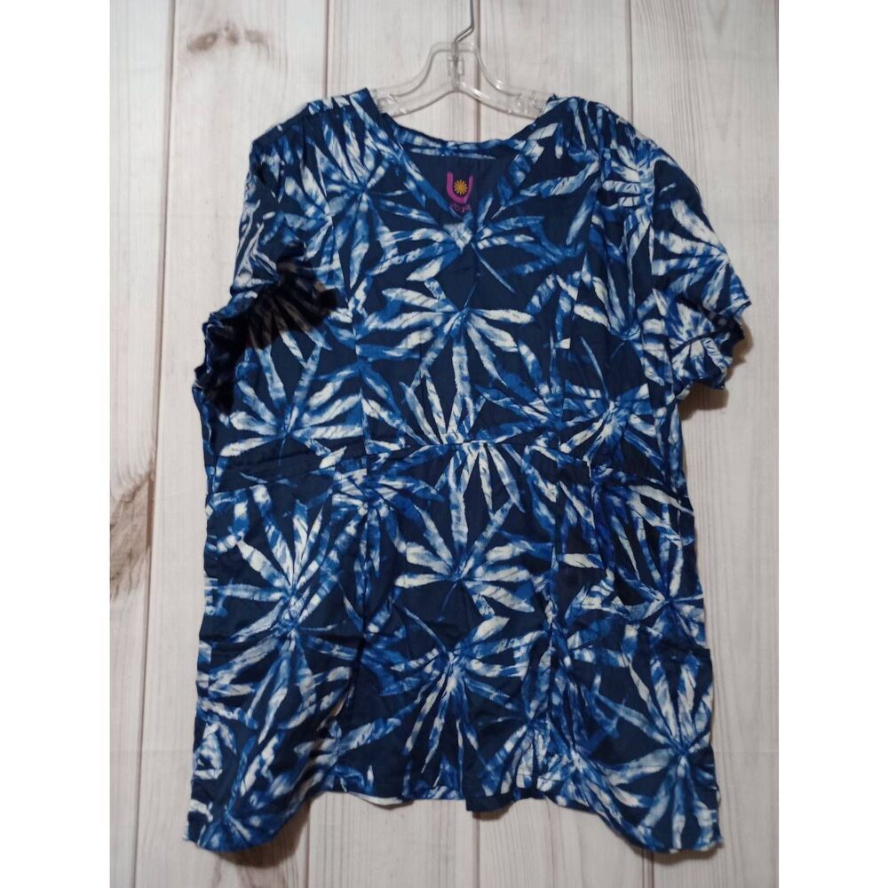 Urbane Scrub Top Ladies XXL‎ Blue Tropical VNeck